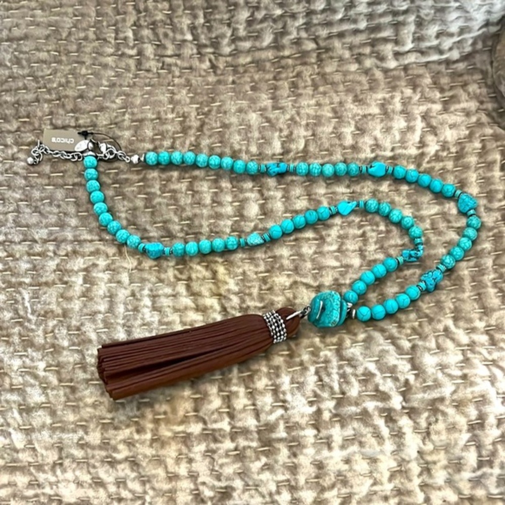 Chicos Beaded tassel‎ necklace